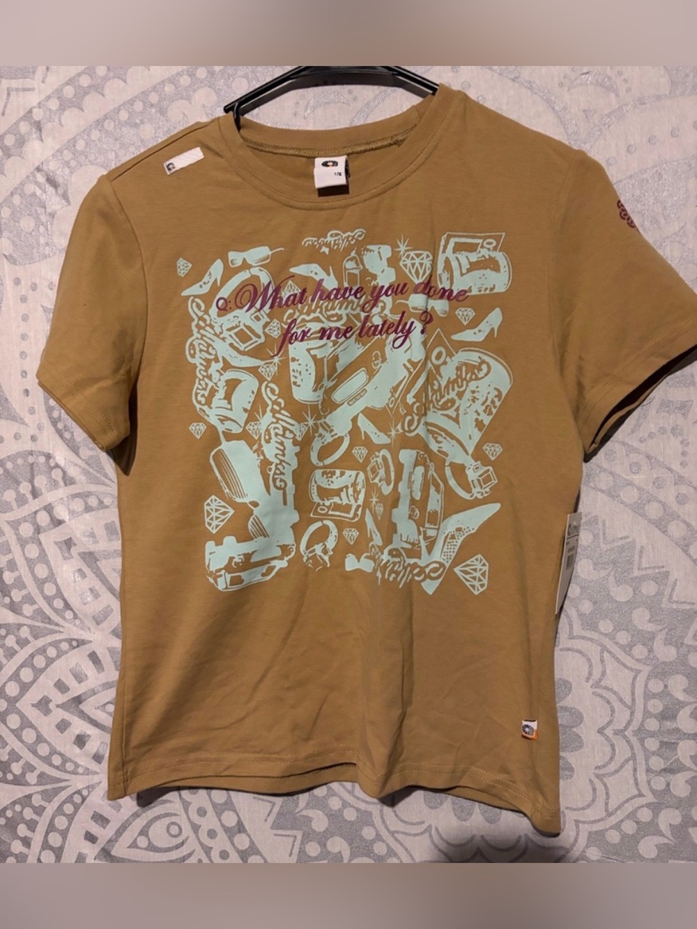 NWT Akademks Graphic Tee Tan Brown "What Have You Done For Me Lately" | Size Lg